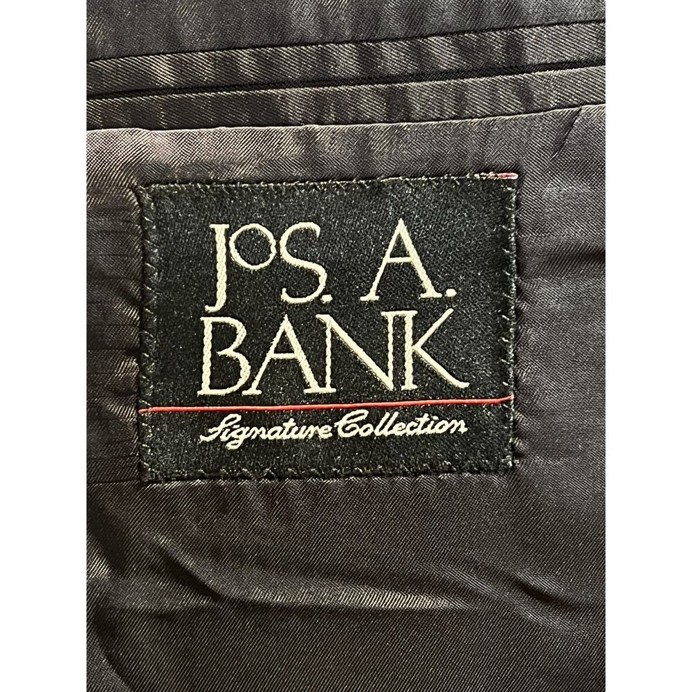 Jos A Bank Signature 42L Navy Blue Ghost Stripe Silk Wool Blazer Suit Jacket - Picture 14 of 15